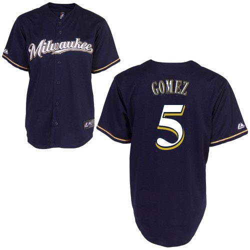 Hector Gomez #5 mlb Jersey-Milwaukee Brewers Women's Authentic 2014 Blue Cool Base BP Baseball Jersey